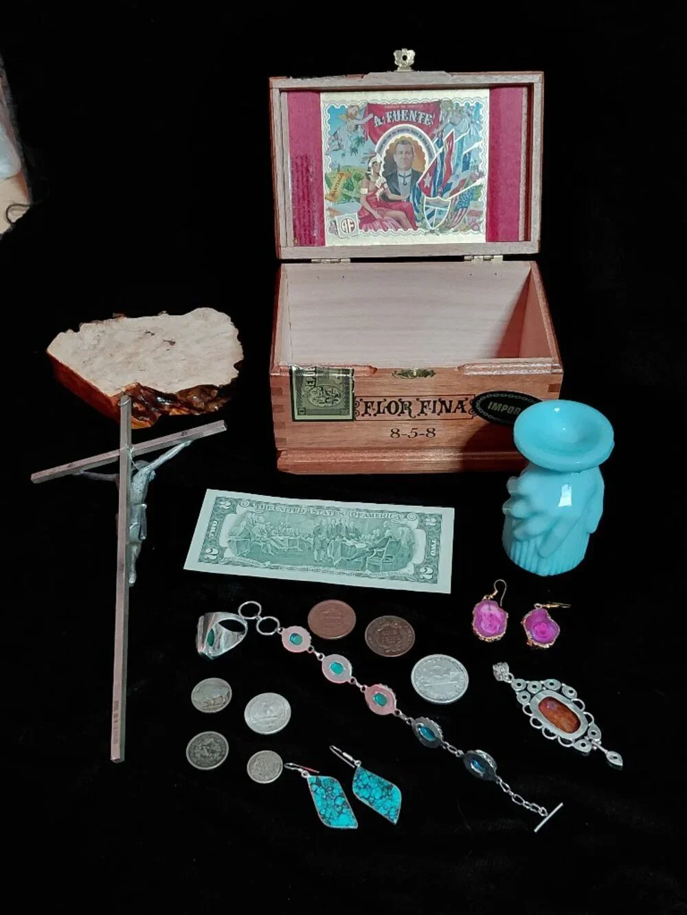 Vintage & Antique Lot - silver jewelry - old coins & stuff